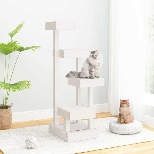 vidaXL Cat Tree White 45.5x49x103 cm Solid Wood Pine