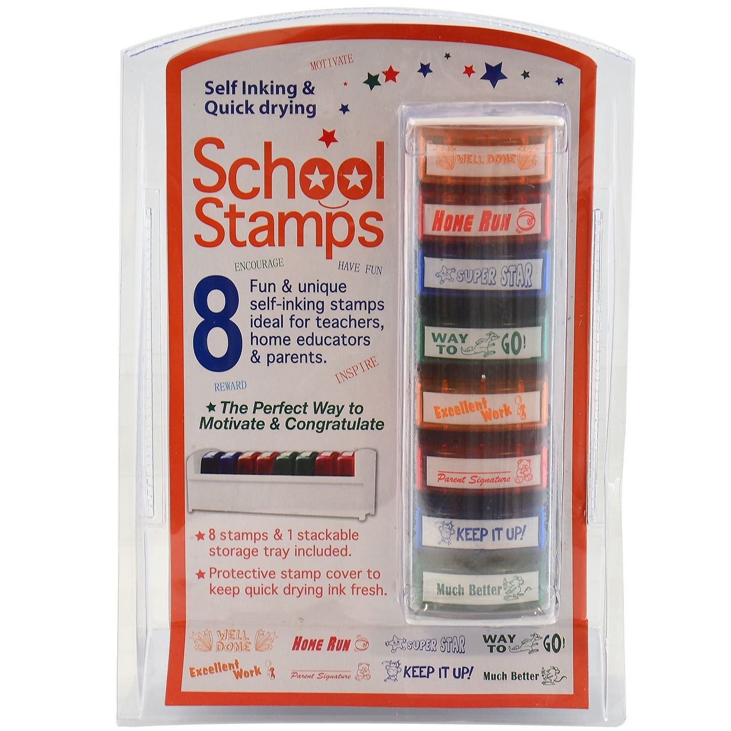 Set of 8 Ink School Stamps - SCH-20 5060345238419 5060138813847